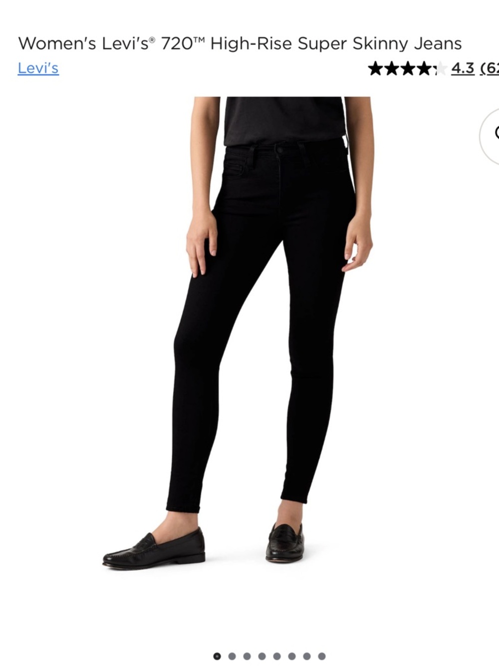 Black Women's Levi High-Rise Super Skinny Jeans Size W34 L30 to Fit Large or XL